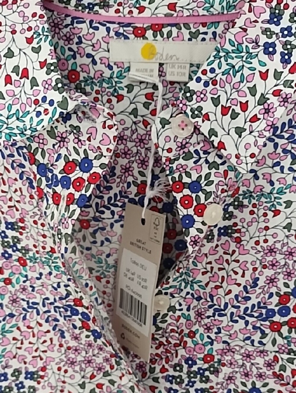 Boden Floral Button down Blouse NWT!